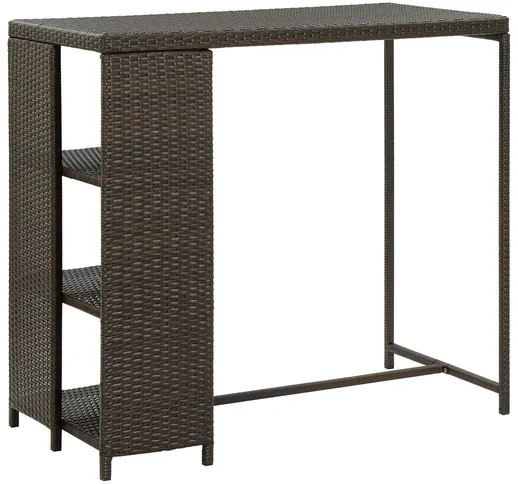 vidaXL Tavolo da Bar con Ripiani Marrone 120x60x110 cm in Polyrattan