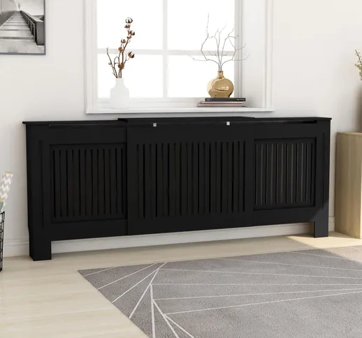 vidaXL Copertura per Radiatore Nera in MDF 205 cm