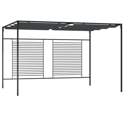 vidaXL Gazebo con Tetto Retrattile 4x3x2,3 m Antracite 180 g/m²