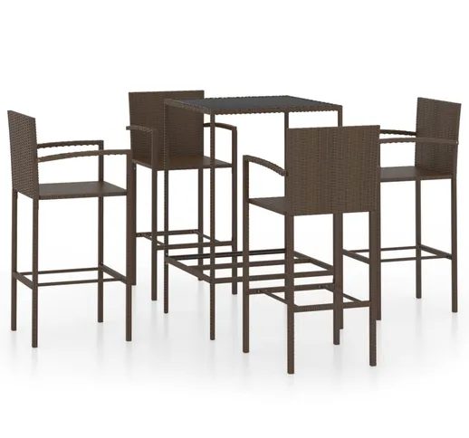 vidaXL Set da Bar da Giardino 5 pz in Polyrattan Marrone