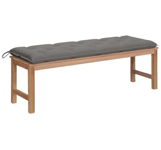 vidaXL Panca da Giardino con Cuscino Grigio 150 cm Legno di Teak