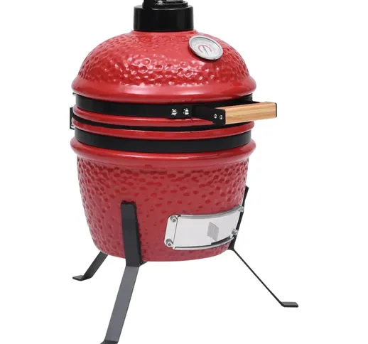 vidaXL Barbecue Affumicatore 2 in 1 Kamado in Ceramica 56 cm Rosso