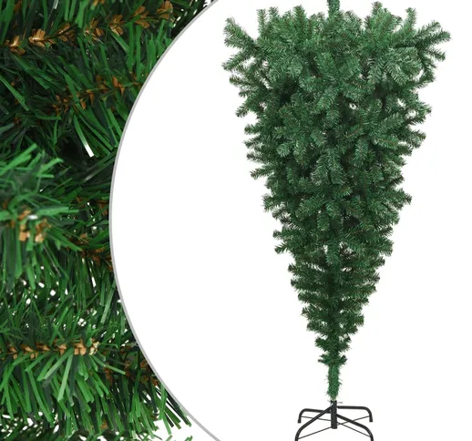 vidaXL Albero di Natale Artificiale Capovolto con Supporto Verde 180 cm PVC