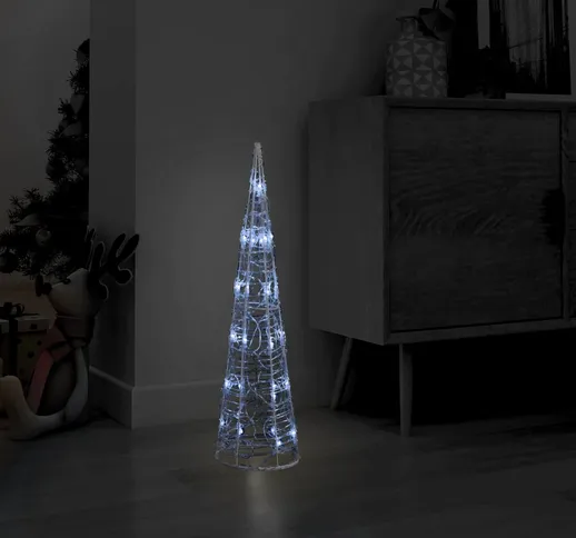 vidaXL Piramide Decorativa Cono Luce LED Acrilico Bianco Freddo 60cm