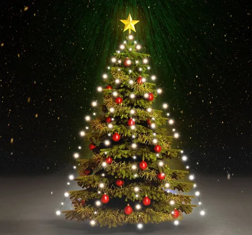 vidaXL Rete di Luce per Albero di Natale 180 LED Bianco Freddo 180 cm