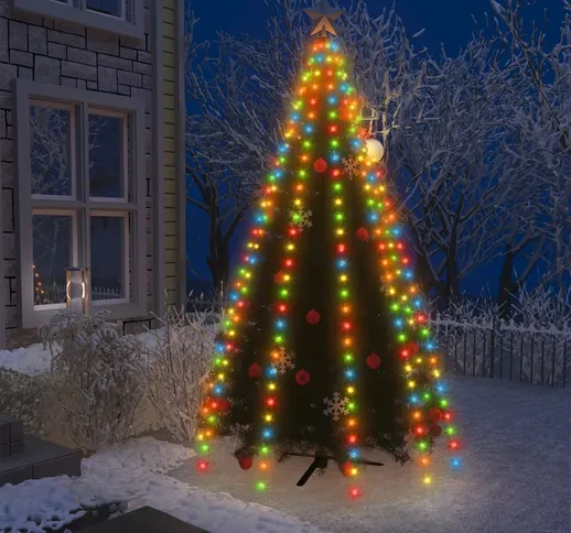vidaXL Rete di Luce per Albero di Natale 300 LED Multicolori 300 cm