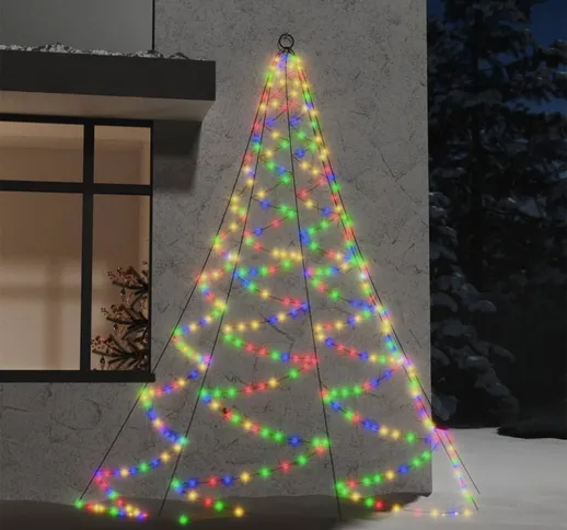 vidaXL Albero Parete Gancio Metallo 260LED Colorata 3m Interno Esterno