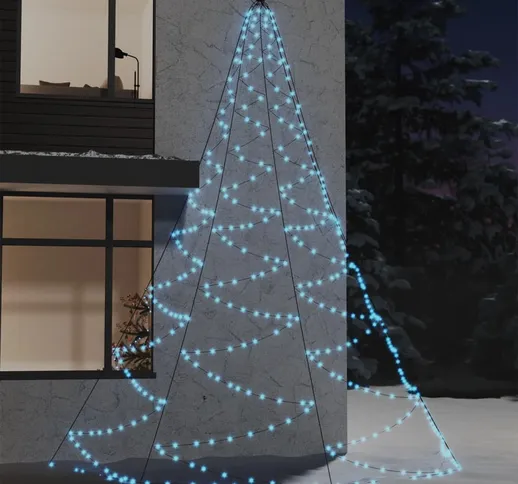 vidaXL Albero da Parete con Gancio Metallico 720 LED Bianco Freddo 5 m