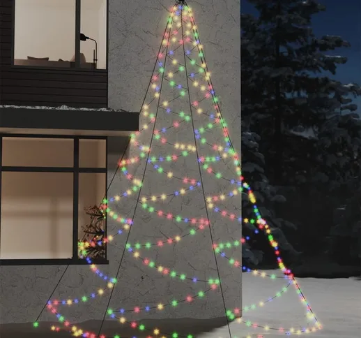 vidaXL Albero da Parete con Gancio Metallico 720 LED Colorati 5 m