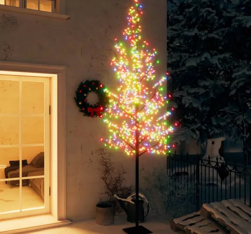 vidaXL Albero di Natale 600 LED Luci Colorate Ciliegio in Fiore 300 cm