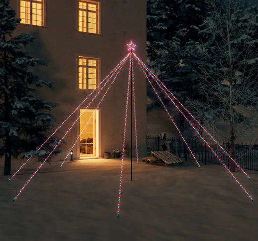 vidaXL Luci per Albero di Natale Interni Esterni 800 LED Colorate 5 m