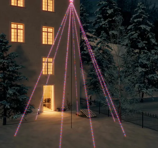 vidaXL Luci per Albero di Natale Interni Esterni 1300 LED Colorate 8 m