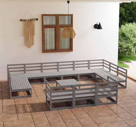 vidaXL Set Divani da Giardino 14 pz in Legno Massello di Pino