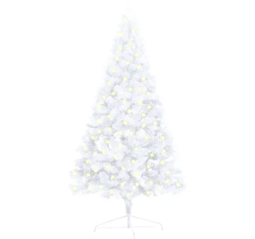 vidaXL Albero Natale a Metà con Luci LED e Supporto Bianco 120 cm PVC