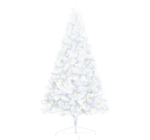 vidaXL Set Albero Natale Artificiale a Metà LED e Palline Bianco 120cm