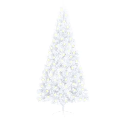 vidaXL Set Albero Natale Artificiale a Metà LED e Palline Bianco 180cm