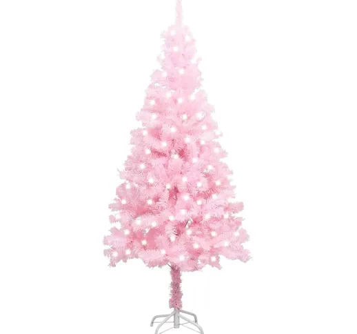 vidaXL Albero Natale Artificiale a Metà LED e Supporto Rosa 120 cm PVC