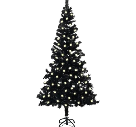 vidaXL Albero Natale Artificiale con LED e Supporto Nero 120 cm PVC