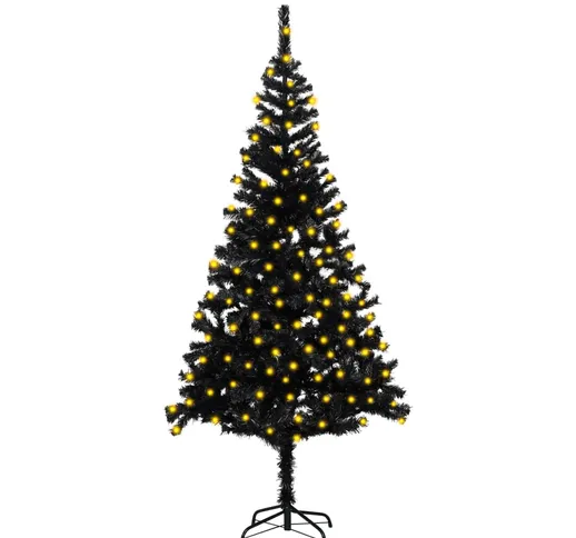vidaXL Albero Natale Artificiale con LED e Supporto Nero 180 cm PVC