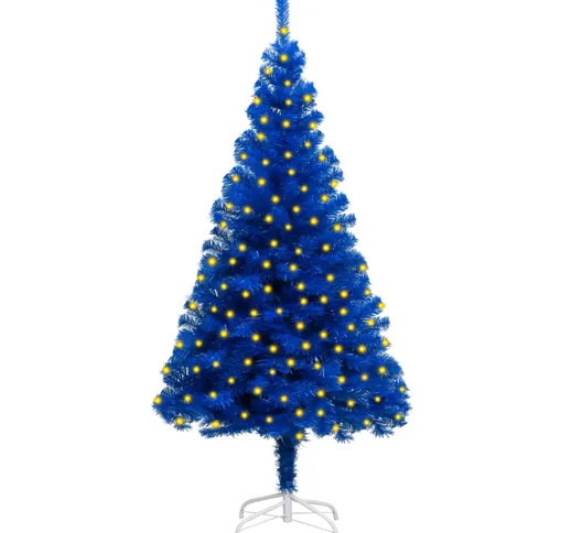 vidaXL Albero Natale Artificiale con LED e Supporto Blu 180 cm in PVC