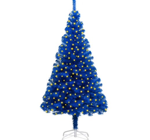 vidaXL Albero Natale Artificiale con LED e Supporto Blu 210 cm in PVC