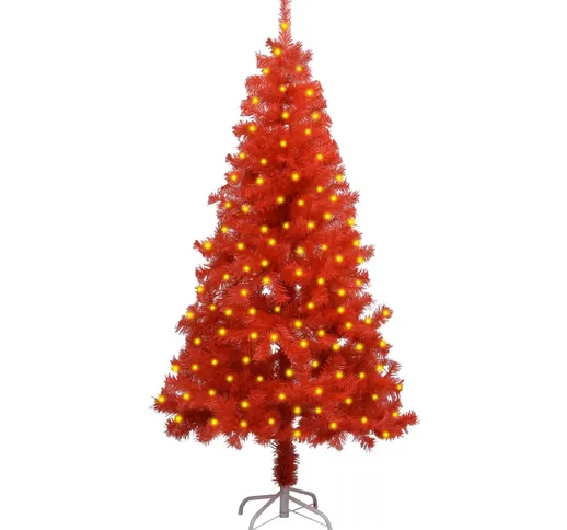 vidaXL Albero Natale Artificiale con LED e Supporto Rosso 150cm in PVC