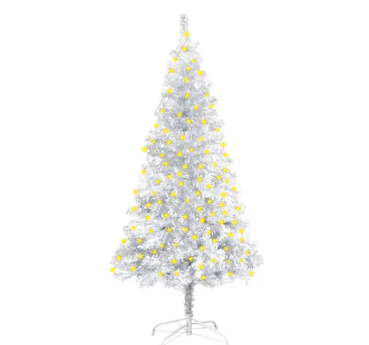vidaXL Albero Natale Artificiale con LED e Supporto Argento 150cm PET