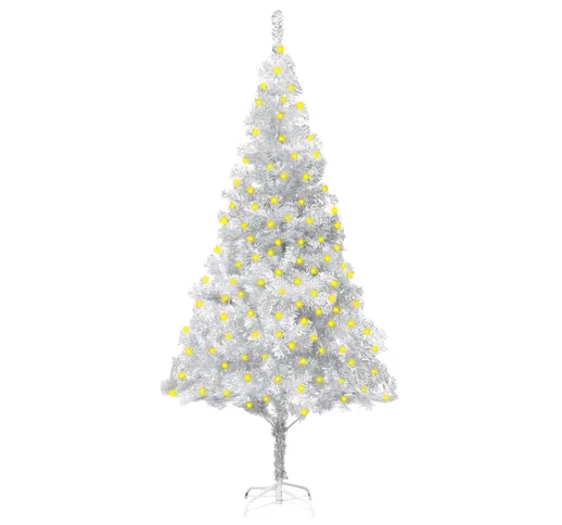 vidaXL Albero di Natale Artificiale con LED Supporto Argento 180cm PET