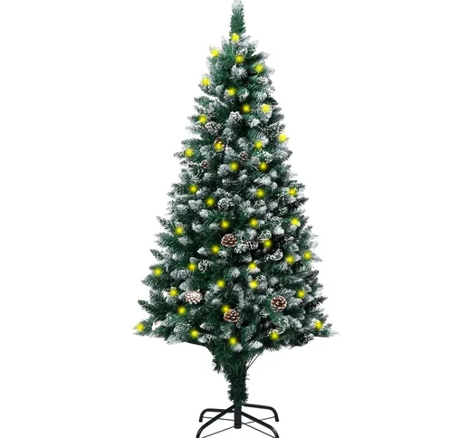 vidaXL Albero di Natale Artificiale con Luci LED Pigne e Neve 180 cm