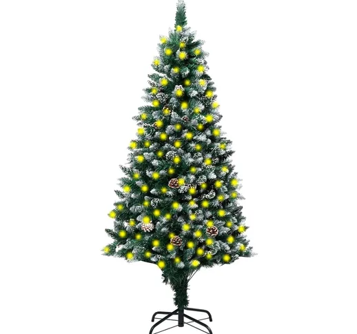 vidaXL Albero di Natale Artificiale con Luci LED Pigne e Neve 240 cm