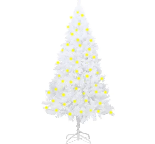 vidaXL Albero di Natale Artificiale con LED Rami Folti Bianco 150 cm