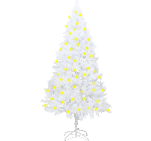 vidaXL Albero di Natale Artificiale con LED Rami Folti Bianco 180 cm