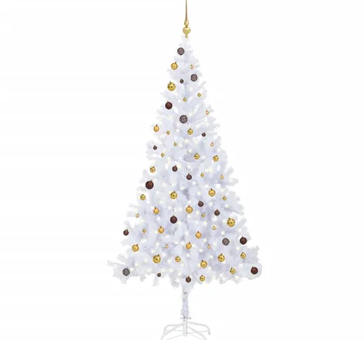 vidaXL Albero Natale Artificiale con Set LED e Palline 210 cm 910 Rami