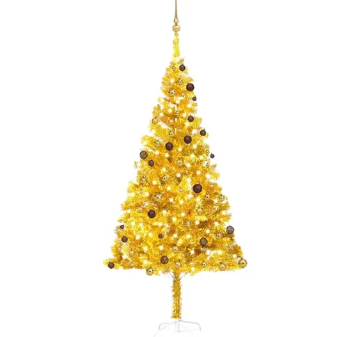 vidaXL Set Albero Natale Artificiale con LED e Palline Oro 240 cm PET