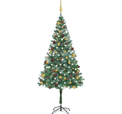 vidaXL Set Albero Natale Artificiale con Set LED Palline e Pigne 180cm