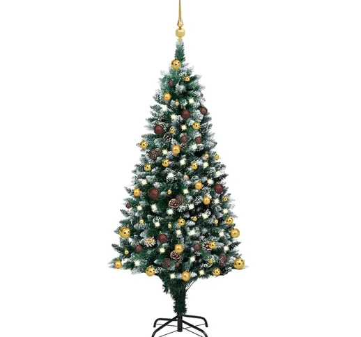 vidaXL Set Albero Natale Artificiale con LED Palline e Pigne 150 cm