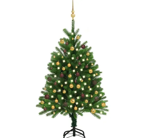 vidaXL Albero di Natale Artificiale con LED e Set Palline 120 cm Verde
