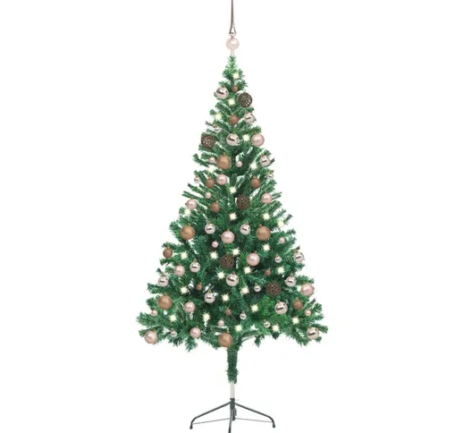 vidaXL Albero Natale Artificiale con LED e Palline 150 cm 380 Rami