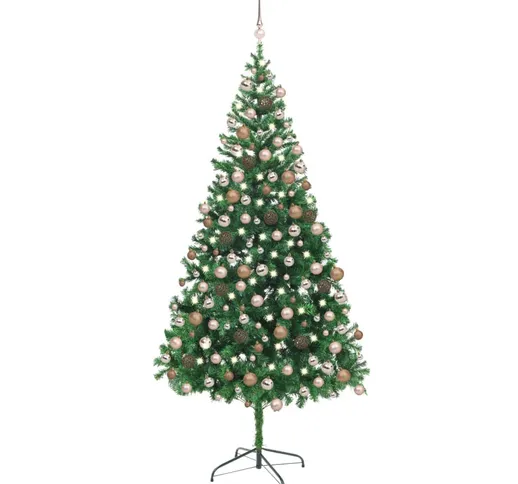 vidaXL Albero Natale Artificiale con LED e Palline 210 cm 910 Rami