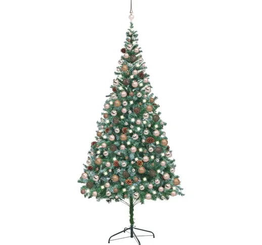 vidaXL Albero di Natale Artificiale con Set Palline LED e Pigne 210 cm