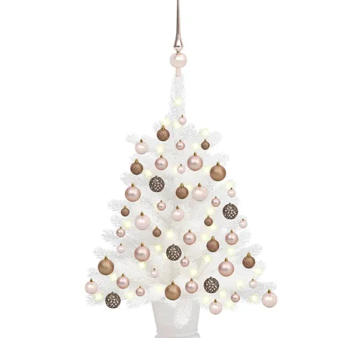 vidaXL Set Albero Natale Artificiale con LED e Palline Bianco 65 cm