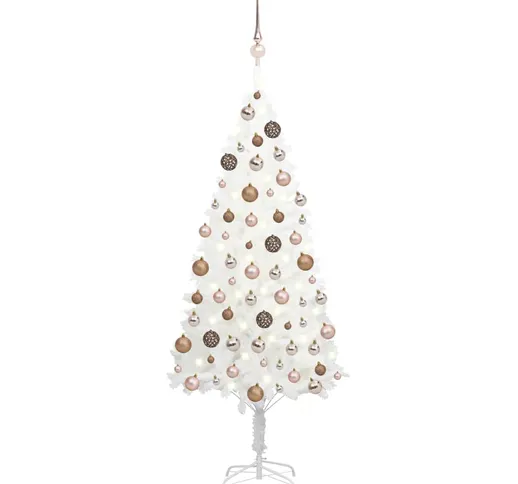 vidaXL Set Albero Natale Artificiale con LED e Palline Bianco 120 cm