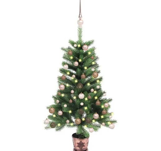 vidaXL Albero di Natale Artificiale con LED e Set Palline 65 cm Verde