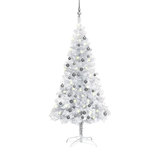 vidaXL Set Albero Natale Artificiale LED e Palline Argento 150 cm PET