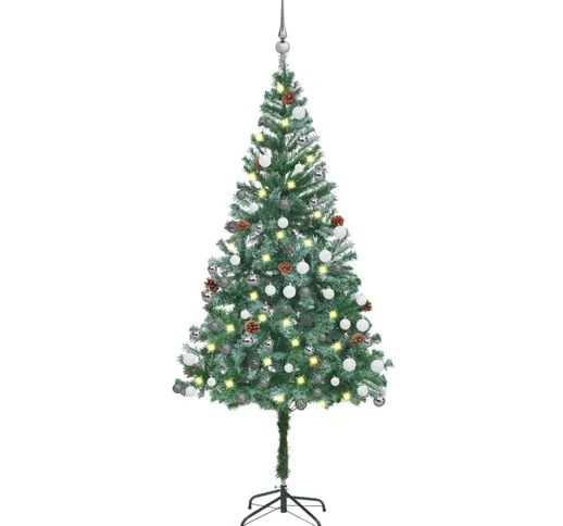 vidaXL Albero di Natale Artificiale con Set Palline LED e Pigne 180 cm