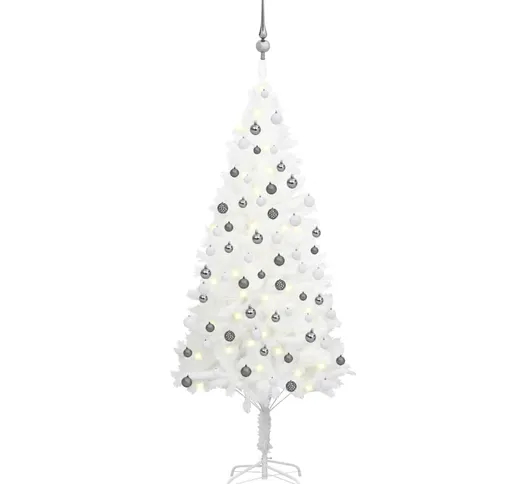 vidaXL Set Albero Natale Artificiale con LED e Palline Bianco 150 cm