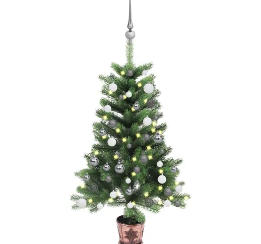 vidaXL Albero di Natale Artificiale con LED e Set Palline 90 cm Verde