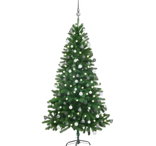 vidaXL Albero di Natale Artificiale con LED e Set Palline 150 cm Verde