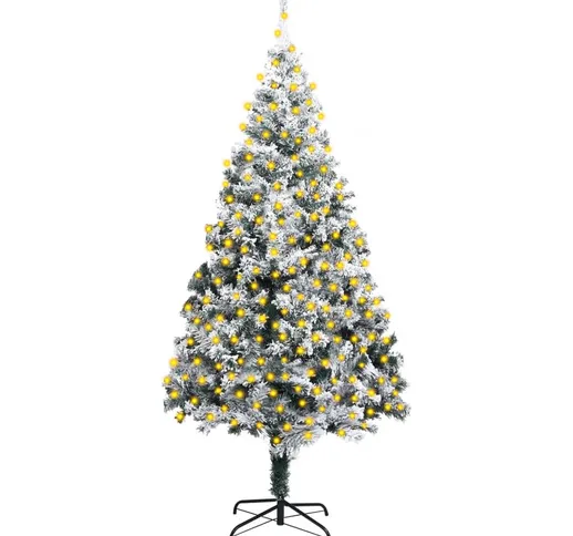 vidaXL Albero di Natale Artificiale con Luci LED e Neve Verde 300 cm