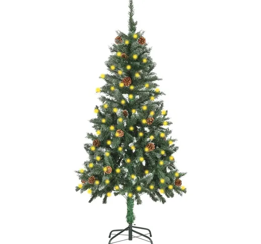 vidaXL Albero di Natale Artificiale con Luci a LED e Pigne 150 cm